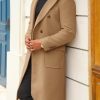 Mens Wool Blend Casual Trench Coat Notched Collar Lapel Long Jacket Double Breasted Classic Winter Overcoat