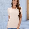 Women's 2025 Short Sleeve Cardigan Button Up Hollowed Out Crewneck Shrug Sweaters Knit Sweater Tops Lightweight
