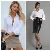Women's Button Down Shirts Long Sleeve Dress Shirt Slim Fitted Work Tops Collared Dressy Casual Business Blouses