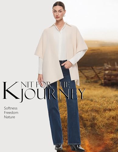 Womens Open Front Shawl Wraps Casual Chunky Warm Capes Ribbed Knit Poncho Travel Sweater for Fall Winter