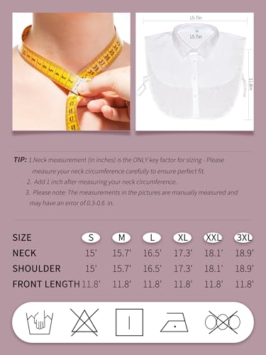 Detachable Collar Faux Shirt Dickie Collars for Women Men