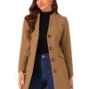 Women's Winter Overcoat Pea Coat Elegant V Neck Single Breasted Coat Outerwear