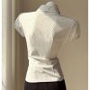 Women's Polka Dots Button Down Shirt Short Sleeve Collar Fitted Blouse Tops Preppy Aesthetic Clothes