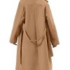 Women Elegant Wool Pea Coat Lapel Collar Double Breasted Mid-Long Winter Overcoats with Belted Pockets