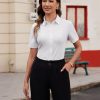 Women's Button Down Shirts Slim fit Short Sleeve Stretch Dress Shirts Wrinkle-Free Solid Work Blouse