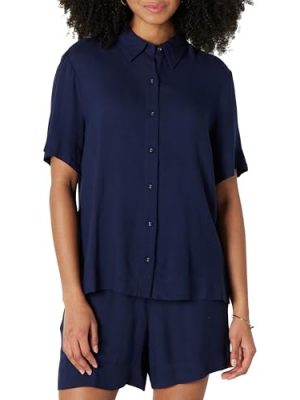 Women's Relaxed-Fit Fluid Twill Button-Down Shirt (Short Sold Separately)