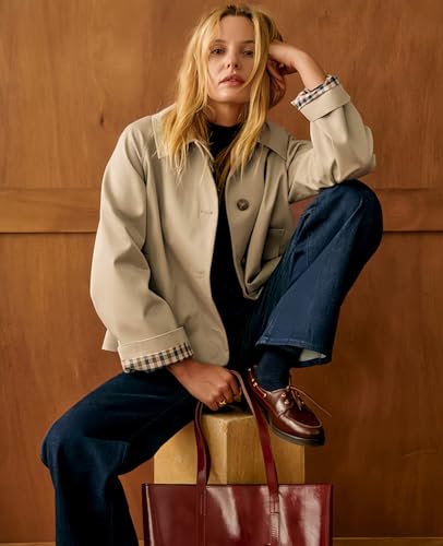 Women Crop Trench Coat Single Breasted Check Lining Lightweight Cropped Jackets Fashion Outerwear