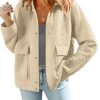Jackets for Women Casual Long Sleeve Collared Jacquard Coats Trendy Button Down Shacket Jacket with Pockets