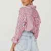Women's Blouses Striped Long Sleeve Shirts Button Down Loose Fit Casual Tops