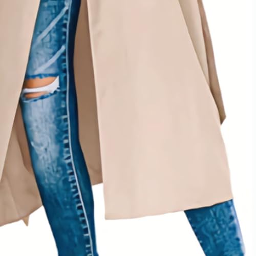Womens Casual Notched Lapel Double Breasted Trench Coats Classic Fashion Long Jacket Slim Windbreaker Overcoat