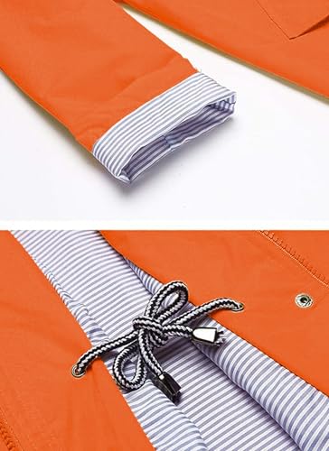 Rain Jacket Women Striped Lined Hooded Lightweight Raincoat Outdoor Waterproof Windbreaker