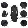 Long Trench Pea Coat for Women - Wool Winter Trench Coat Goth Lapel Peacoat Outwear Thick Hood Pea Jacket Trenchcoat