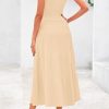 Spring Casual Dresses for Women 2025 Summer Business Work Midi Sleeveless A Line Pleated Cocktail Dress