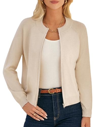 Womens Long Sleeve Zip Up Cardigan Sweaters Lightweight Fall Fashion Sweater Jacket Knitted Sweatershirts