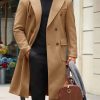 Mens Wool Blend Casual Trench Coat Notched Collar Lapel Long Jacket Double Breasted Classic Winter Overcoat