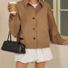 Womens Oversized Cropped Trench Coat Batwing Sleeve Single Breasted Lapel Casual Jackets Fall Button up Outerwear