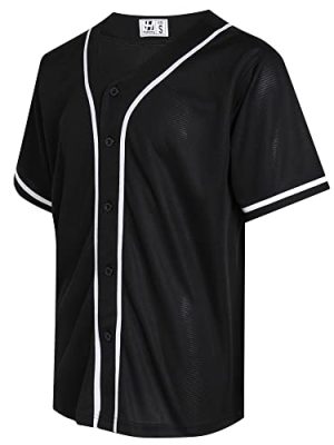 Blank Baseball Jersey for Men Women Full Button Up Short Sleeves Shirts Hip Hop Hipster Sports Uniforms