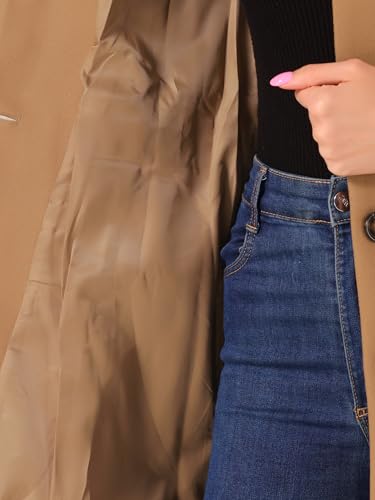 Women's Winter Overcoat Pea Coat Elegant V Neck Single Breasted Coat Outerwear
