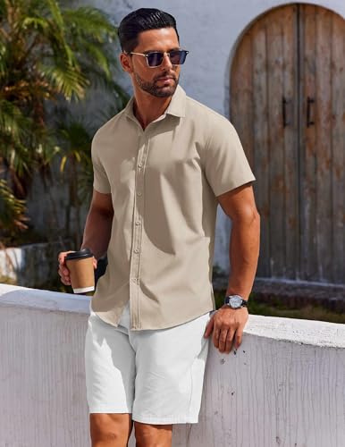 Men's Button Down Shirt Short Sleeve Casual Shirt for Men Summer Business Casual Dress Shirt