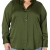 Women's Regular-Fit Satin Button Down Blouse (Available in Plus Size)