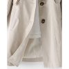 Women's Single Breasted Mid-Length Trench Coat Puff Sleeve Lapel Overcoat Windproof Classic Outerwear