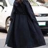 Women's Double Breasted Duster Trench Coat Slim Full Length Maxi Long Overcoat