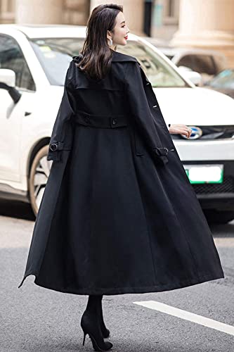Women's Double Breasted Duster Trench Coat Slim Full Length Maxi Long Overcoat
