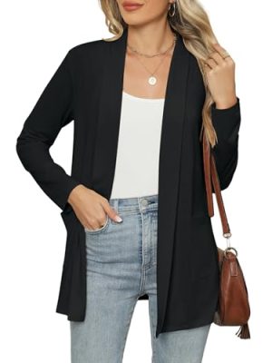 Long Sleeve Lightweight Thin 2025 Summer Cardigan for Women Casual Loose Fit Kimono Cover Up with Pockets