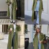 Womens Long Trench Coat Oversized Double Breasted Windproof Classic Lapel Casual Fall Overcoat