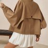 Womens Oversized Cropped Trench Coat Batwing Sleeve Single Breasted Lapel Casual Jackets Fall Button up Outerwear