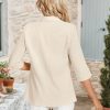 2025 Women's Summer Linen Blazer 3/4 Sleeve Lightweight Fully-Lined Slim Elegant Casual Work Jacket with Pockets