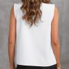 Womens Pleated Tank Tops V Neck Casual Sleeveless Blouses Summer Basic Vest Shirt