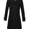Men Trench Coat Winter Long Jacket Double Breasted Overcoat
