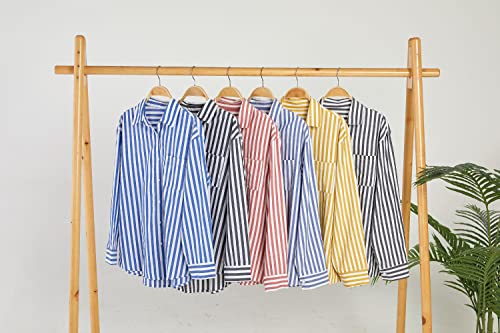 Women's Blouses Striped Long Sleeve Shirts Button Down Loose Fit Casual Tops
