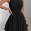 Summer Dresses for Women 2025 Casual Sleeveless Tank Mini Short Dress Crew Neck Bubble Sundress with Pockets