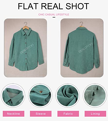 Womens Corduroy Button Down Shirts Boyfriend Long Sleeve Oversized Blouses Tops