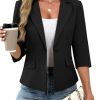 Women's 3/4 Sleeve Blazer, Lightweight Slim Fit Suit Business Casual Jacket for Work