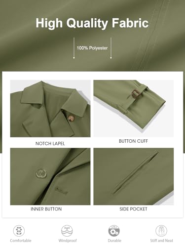 Womens Long Trench Coat Oversized Double Breasted Windproof Classic Lapel Casual Fall Overcoat