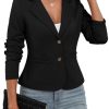 Women's Casual Stretchy Knit Blazer,Lightweight Slim Fit Jackets Long Sleeve Business Suit with Pockets