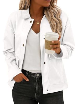 Jackets for Women Fall Fashion 2025 Lightweight Coat Button Down Cropped Shackets With Pockets