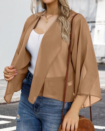 Womens Summer Tops Short Shrugs Kimono Cardigans Casual Chiffon Bolero Jackets