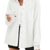 Womens Waffle Knit Button Down Shirts Fall Dressy Casual Long Sleeve V Neck Blouse Loose Fit Work Tops Shacket