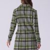 Women's 2025 Winter Notched Lapel Pea Coat Classic Buffalo Checks Double Breasted Plaid Coat