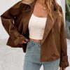 Womens Cropped Trench Coat Short Single Breasted Jackets Lightweight Casual Outerwear