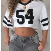 Women's Jersey T-Shirt Summer Sports Crop Tops Number Print Graphic Tees Streetwear