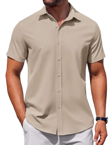 Men's Button Down Shirt Short Sleeve Casual Shirt for Men Summer Business Casual Dress Shirt