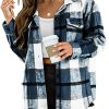 Womens Fall Outfits Fashion Clothes Shackets Flannel Plaid Button Down Long Sleeve Shirts Jackets