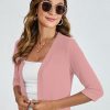 Women's Thin Shrugs 3/4 Sleeve Lightweight Cropped Tops Open Front Cardigan for Dress