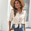 Womens Button Down Shirts Long Sleeve Cotton Gauze Tops Casual Collared Blouses Loose Fit