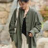 Women's Linen Oversized Blouses Vintage Long Sleeve Jackets Loose fit Chinese Frog Shirts